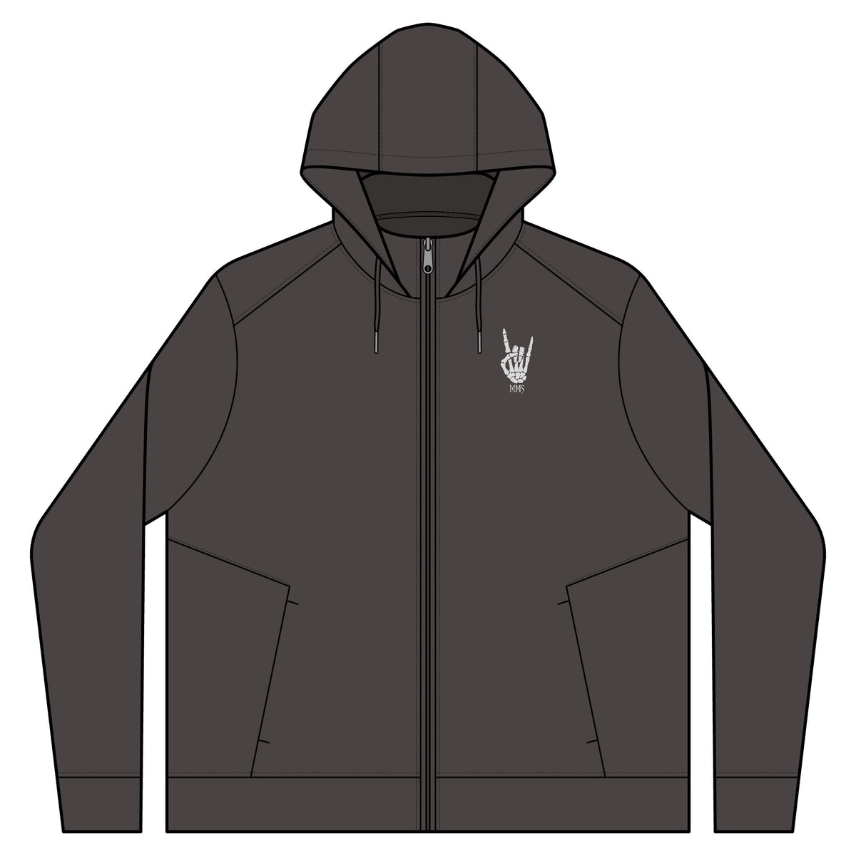 Men's Smooth Fleece Zip Hoodie — Small Skeleton Hand MMS Logo