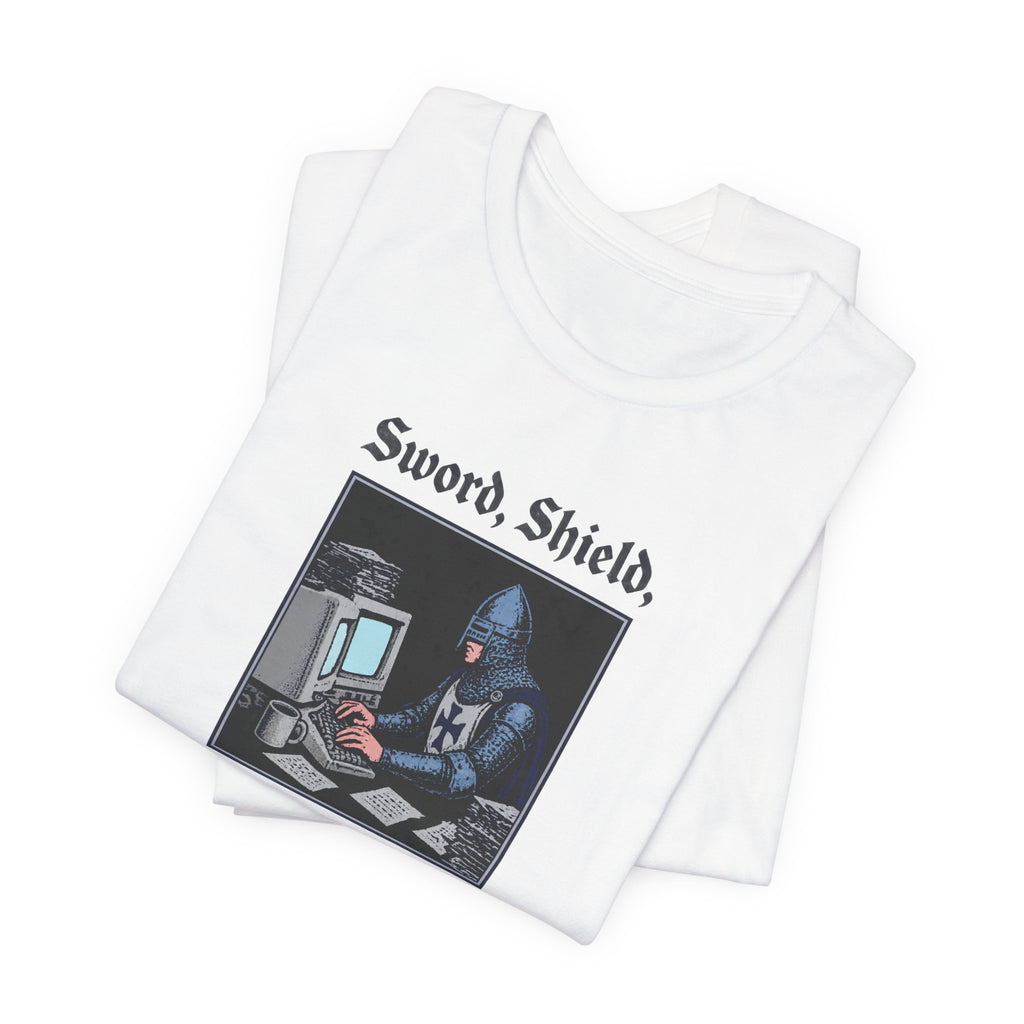 Knight at Computer - Geek Humor T-Shirt